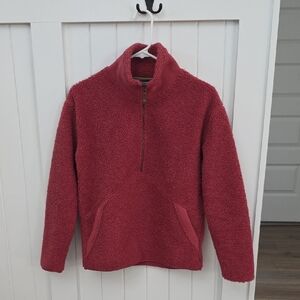 Women's Comfy Pink Half-Zip Sherpa Fleece